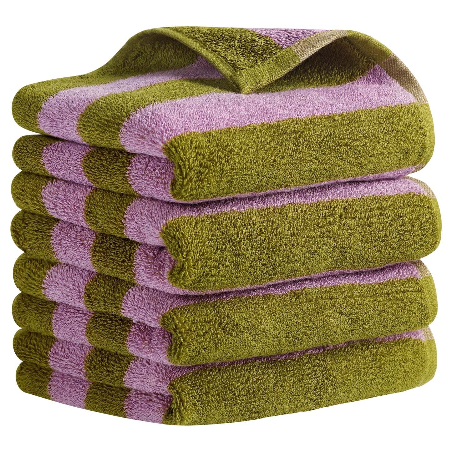 Unique Bargains Striped Hand Towels Absorbent Soft Towel for Kitchen Pink Brown 4-Piece