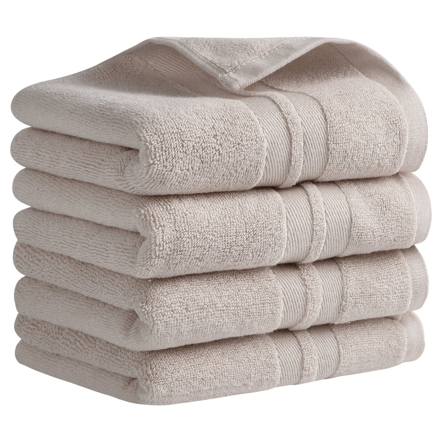 Unique Bargains Striped Hand Towels Cotton Soft Absorbent Towel Brown 4-Piece