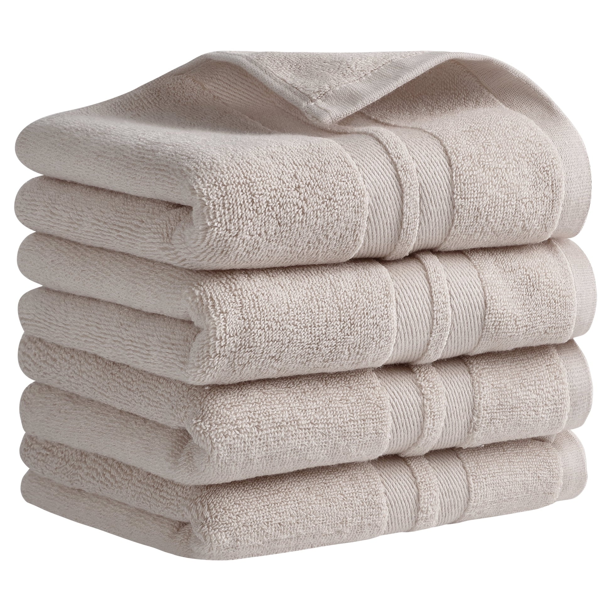 Unique Bargains Striped Hand Towels Cotton Soft Absorbent Towel Brown 4-Piece