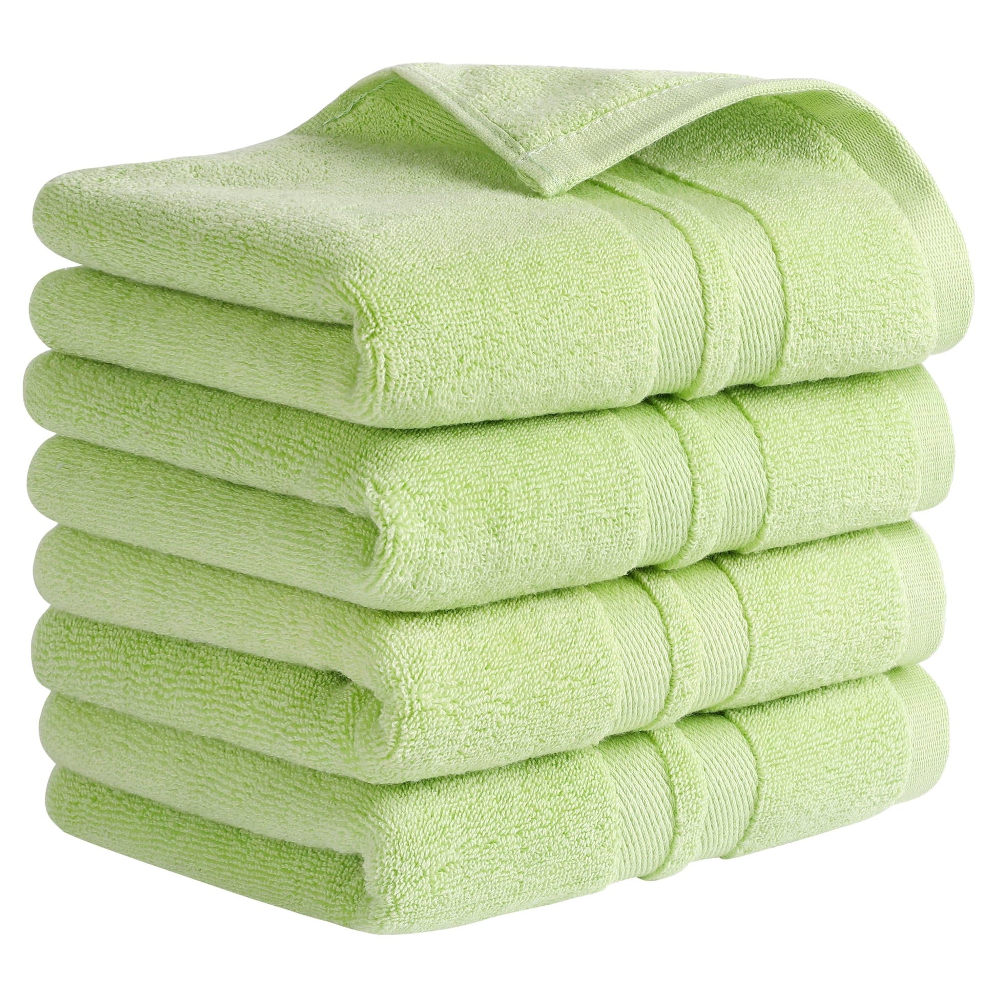 Unique Bargains Striped Hand Towels Cotton Soft Absorbent Towel Green 4-Piece