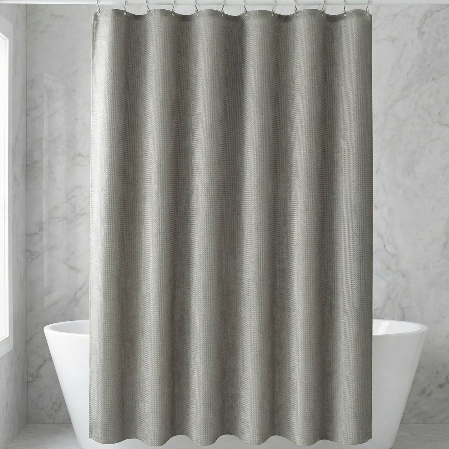 Unique Bargains Waterproof Geometry Shower Curtain Set with 12 Hooks Grey 71"W x 71"L