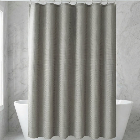 Unique Bargains Waterproof Geometry Shower Curtain Set with 12 Hooks Grey 71"W x 71"L