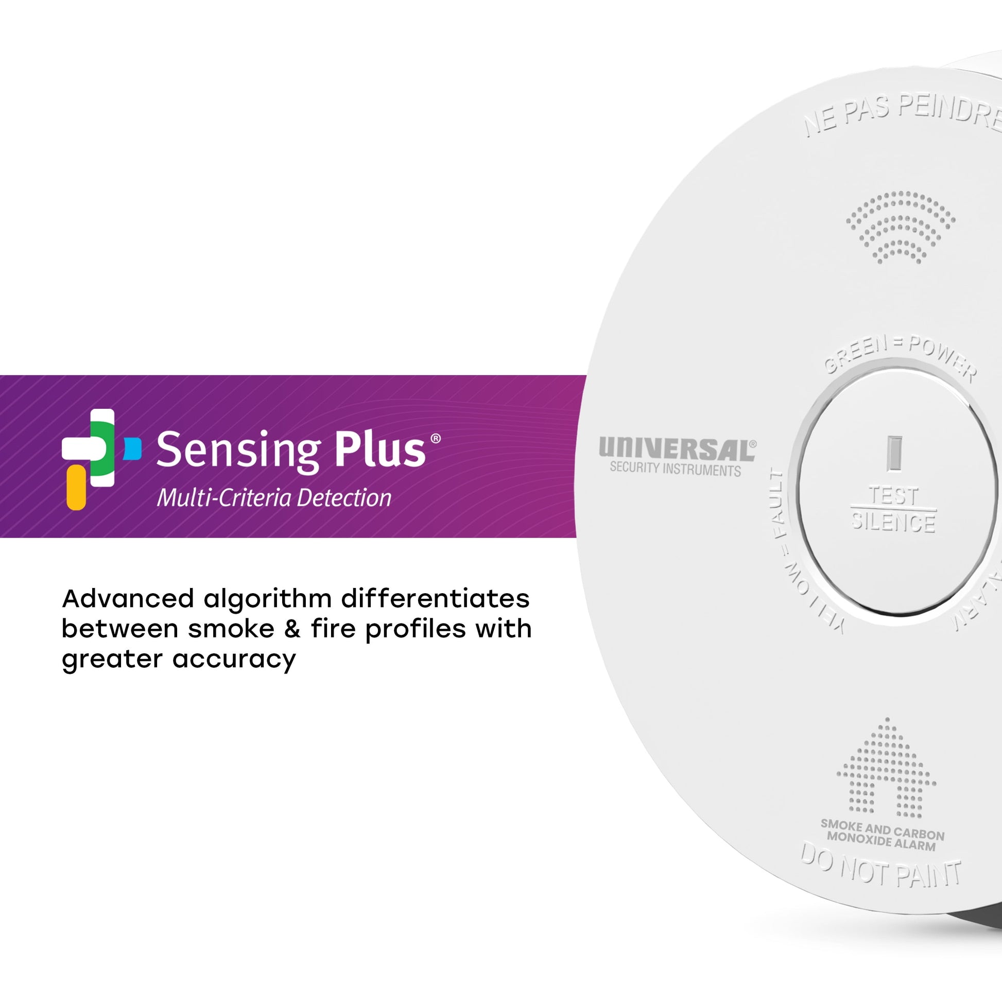 Universal Security Instruments Hardwire Smoke, Fire, and Carbon Monoxide Alarm with Battery Backup and Voice Alerts