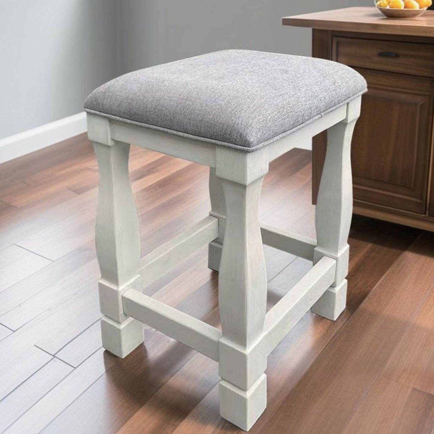 Upholstered Backless Saddle Barstool with Oak Legs Solid Vanity Stool for Making Upï¼ŒKitchen Island