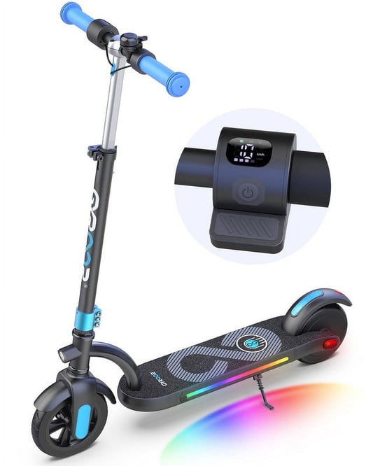 MIHOVER Electric Scooter for Kids, 180W Motor 10mph Speed Electric Scooter with Adjustable Handlebar and LED Lights - Blue