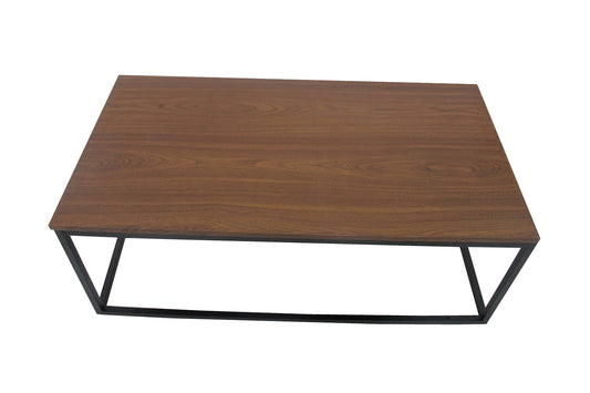 Uspridefurniture Industrial Wood and Metal Rectangle Coffee Table, Walnut