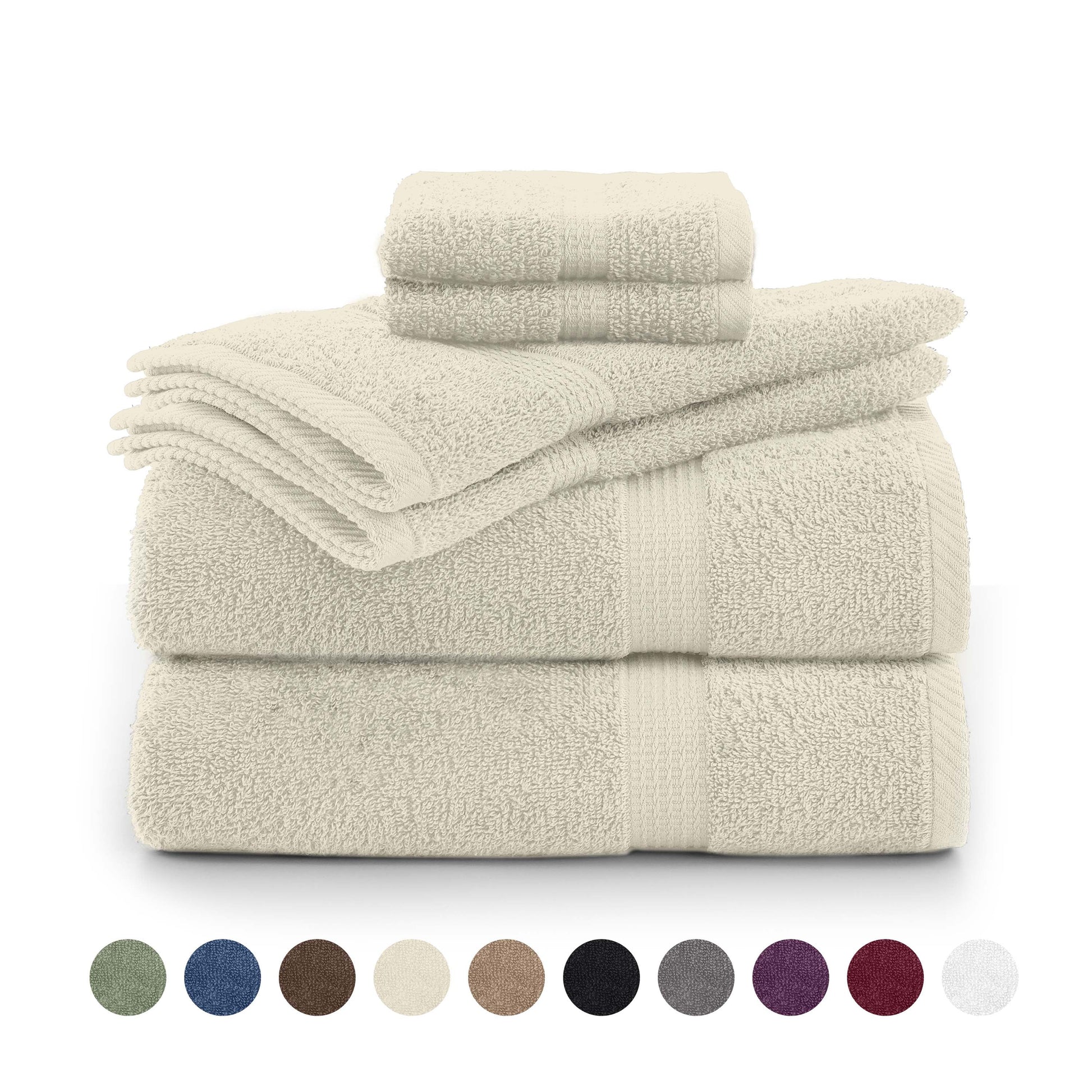 Utica 6-Piece Towel Set | 100% Cotton Soft & Absorbent Everyday Towels | Grey