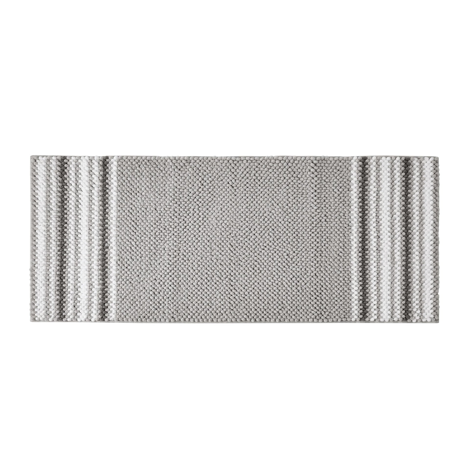 VCNY Home Aiden Jacquard Striped Light Grey Polyester Bath Runner, 24" x 60"