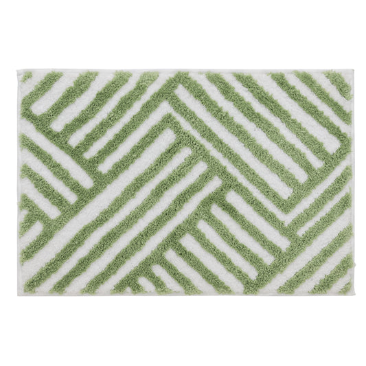VCNY Home Green Geometric Lines Tufted Bath Rug, 18" x 27"