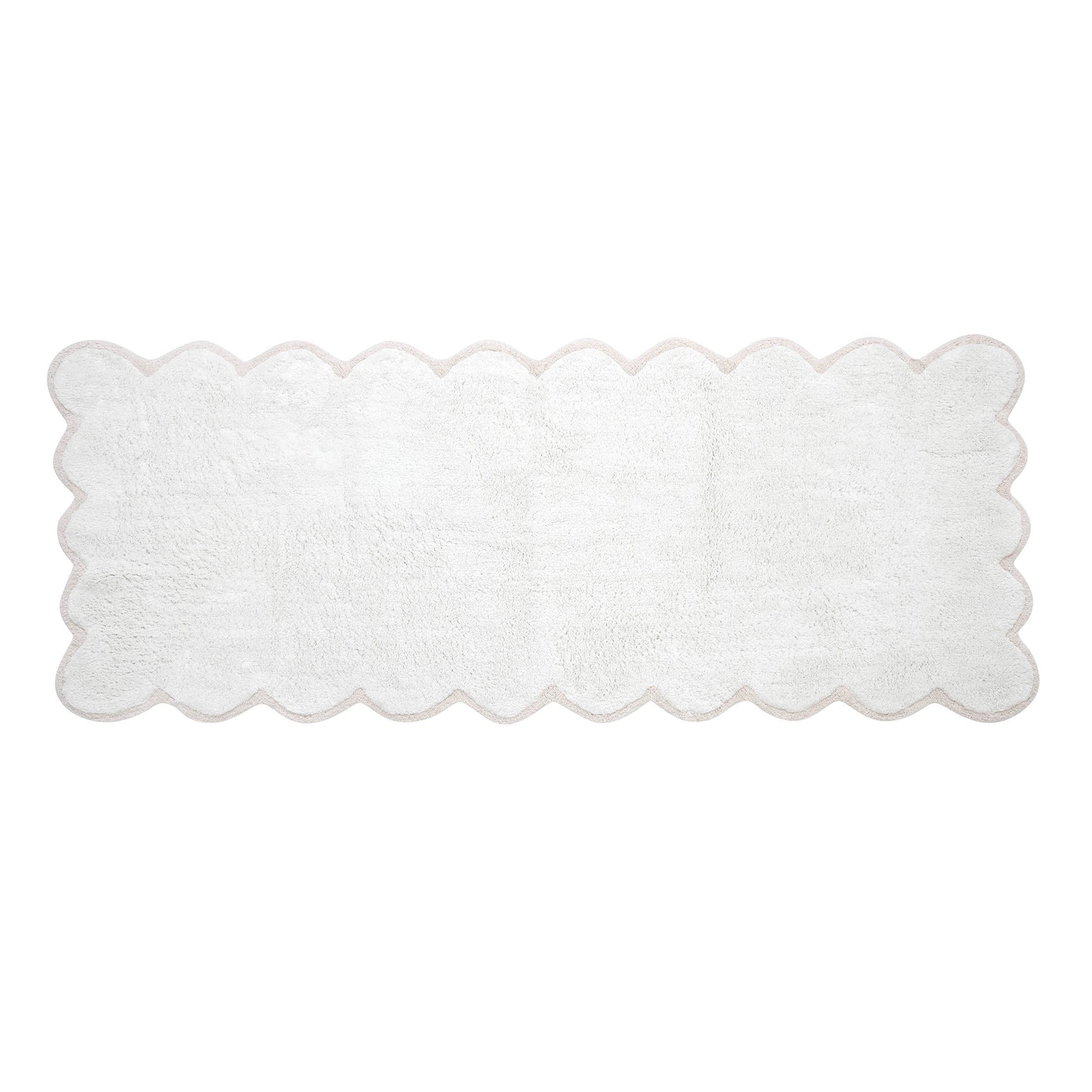 VCNY Home Scallop Solid Color White Cotton Bath Runner, 24" x 60"