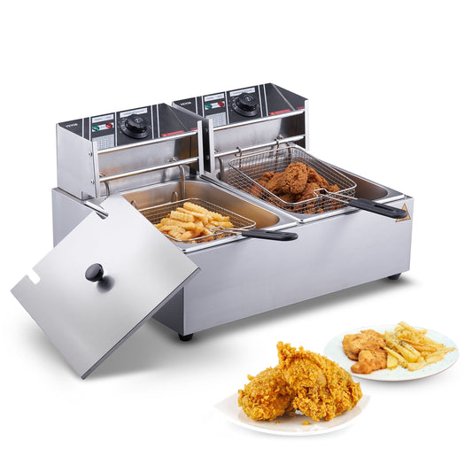 BENTISM 9.1 qt 3000 Watts Commercial Electric Deep Fryer, Stainless Steel
