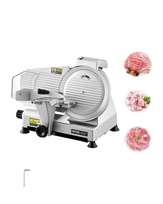 VEVOR Commercial Meat Slicer, 10 inch Electric Deli Food Slicer,180W Meat Cutter with a Premium 65Mn Blade,0-0.4 inch Adjustable Thickness,Food Slicer Machine for Meat Vegetables Hard Bread Cheese