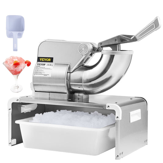 VEVOR Ice Crushers Machine, 661lbs Per Hour Electric Snow Cone Maker with 4 Blades, Stainless Steel Shaved Ice Machine with Cover, 300W Ice Shaver Machine