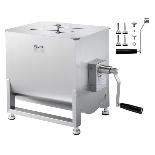 VEVOR Manual Meat Mixer, 80L Fixed Tank Meat Processing Equipment(Mixing Max 80LBS for Meat), Stainless Steel Meat Mixer, Sausage Mixer Machine with Lid Handle Gear Reducer, Ground Beef Hand Mixer