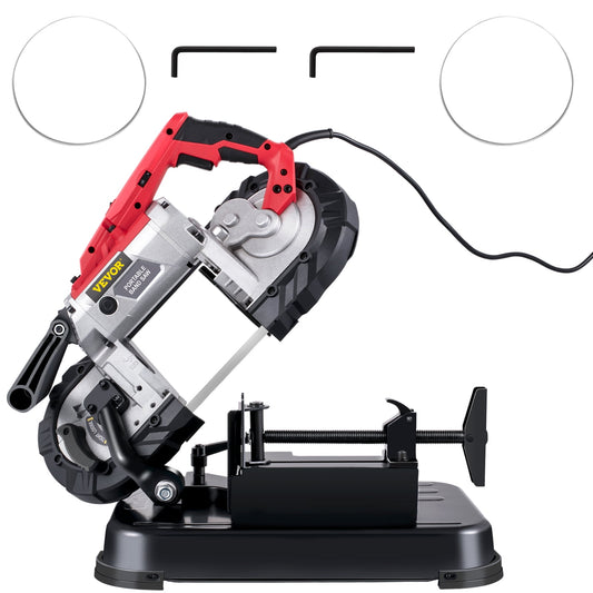 BENTISM Portable Band Saw, 110V Removable Alloy Steel Base Cordless Band Saw, 5 Inch Cutting Capacity Hand held Band Saw, Variable Speed Portable Bandsaw, 10Amp Motor Deep Cut Band saw for Metal Wood