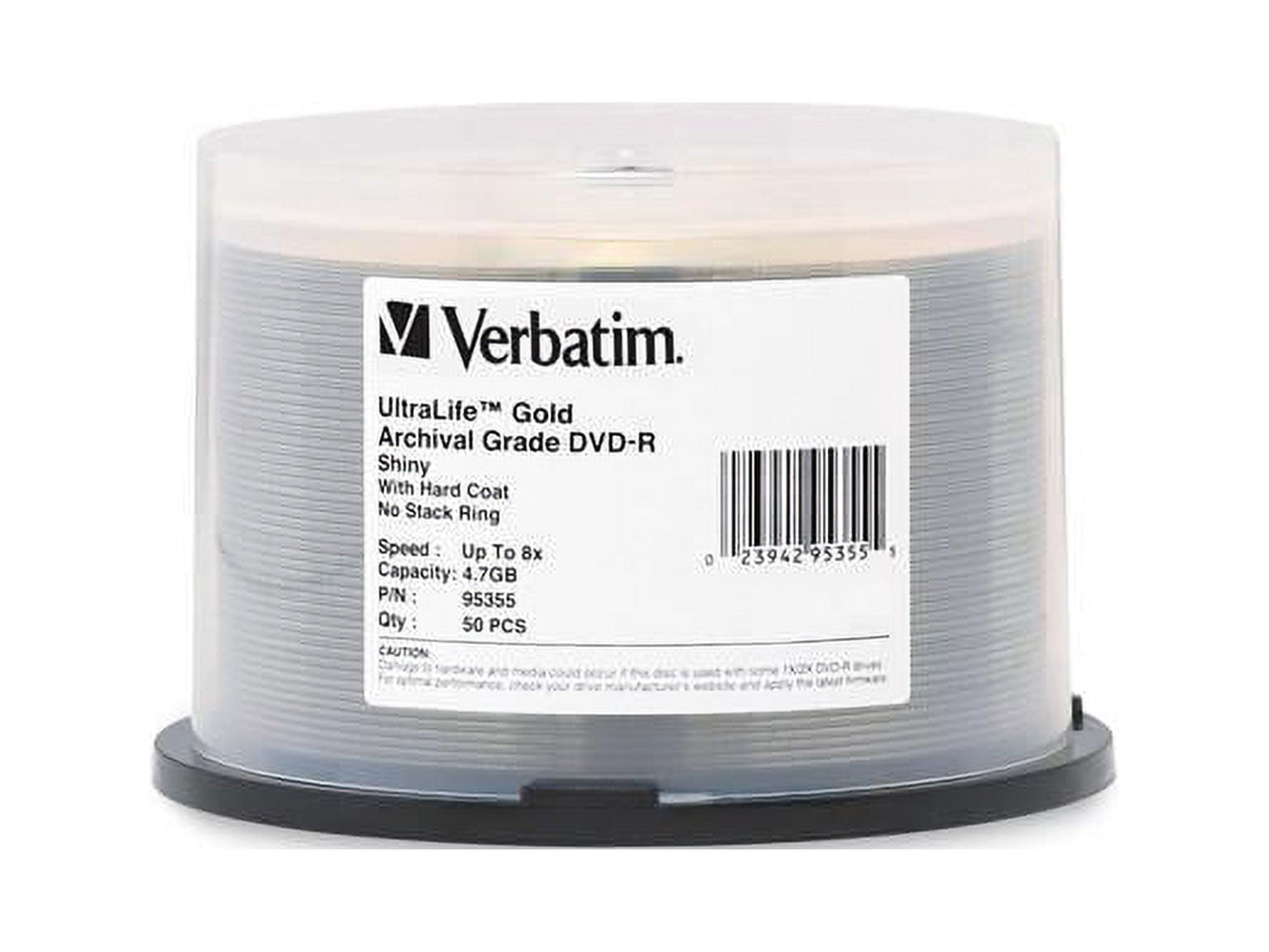 Verbatim UltraLife Gold Archival Grade Storage media 4.7GB 8X DVD-R 50 Packs Spindle Disc Model 95355 - OEM