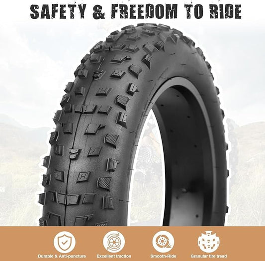 Versatile Compatibility: Designed for electric bikes, beach cruisers, and snow bikes, these 20x4.0 tires provide superior performance across various terrains