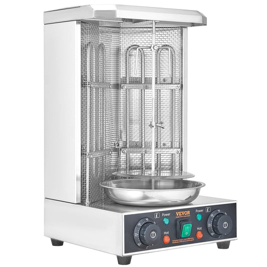 Vertical Shawarma Rotisserie Oven, 13 lbs Capacity, Electric Gyro Grill with Dual Burners, Perfect for Parties & Restaurants