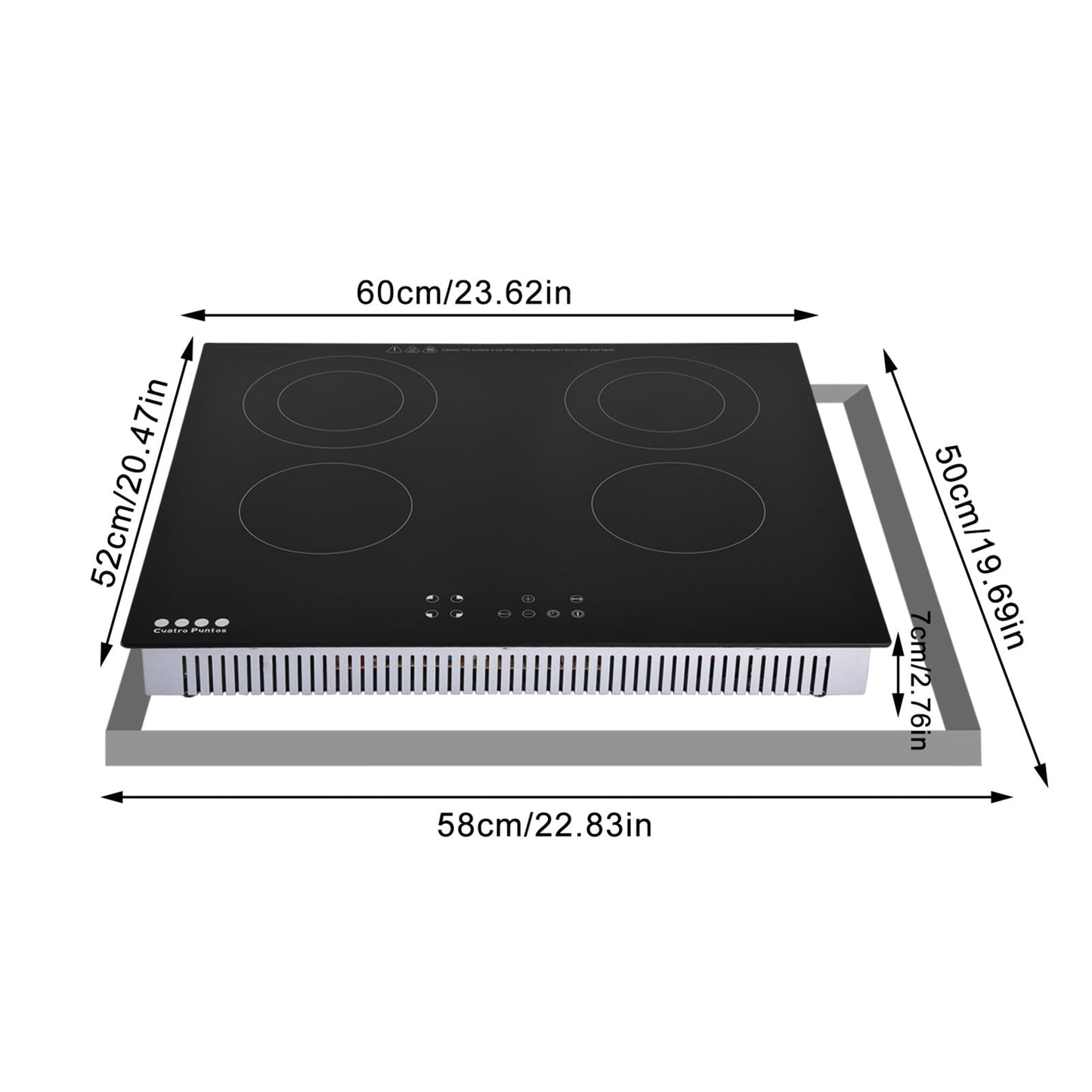WAASOSCON Commercial Electric Hob | Long Four-Head Multi-eye Induction Cooker | Electric Cooking Stove, Tin Foil Cooking Unit for Stone Pot Bibimbap Tin Foil Casserole