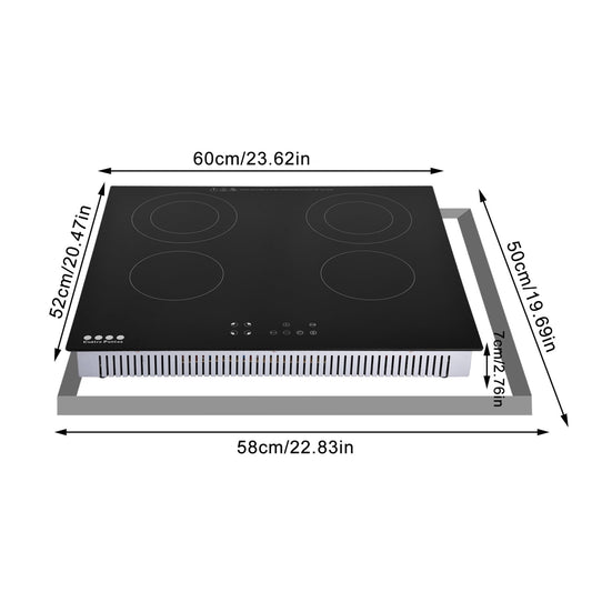 WAASOSCON Commercial Electric Hob | Long Four-Head Multi-eye Induction Cooker | Electric Cooking Stove, Tin Foil Cooking Unit for Stone Pot Bibimbap Tin Foil Casserole
