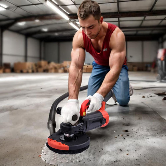 WAASOSCON Electric Concrete Floor Grinder 7" Walk- Concrete Grinder 2200W - Angle Grinder Kit with Dust Extraction Shroud, Includes 150mm Grinding Wheel