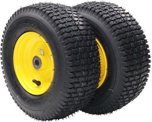 WALYWIK 13x5.00-6 Lawn Mower Tires with Wheel Assemblies - Heavy-Duty 295 LB Capacity, All-Terrain Traction, Universal Fit with 3" Centered Hub & 3/4" Bushing, Set of 2