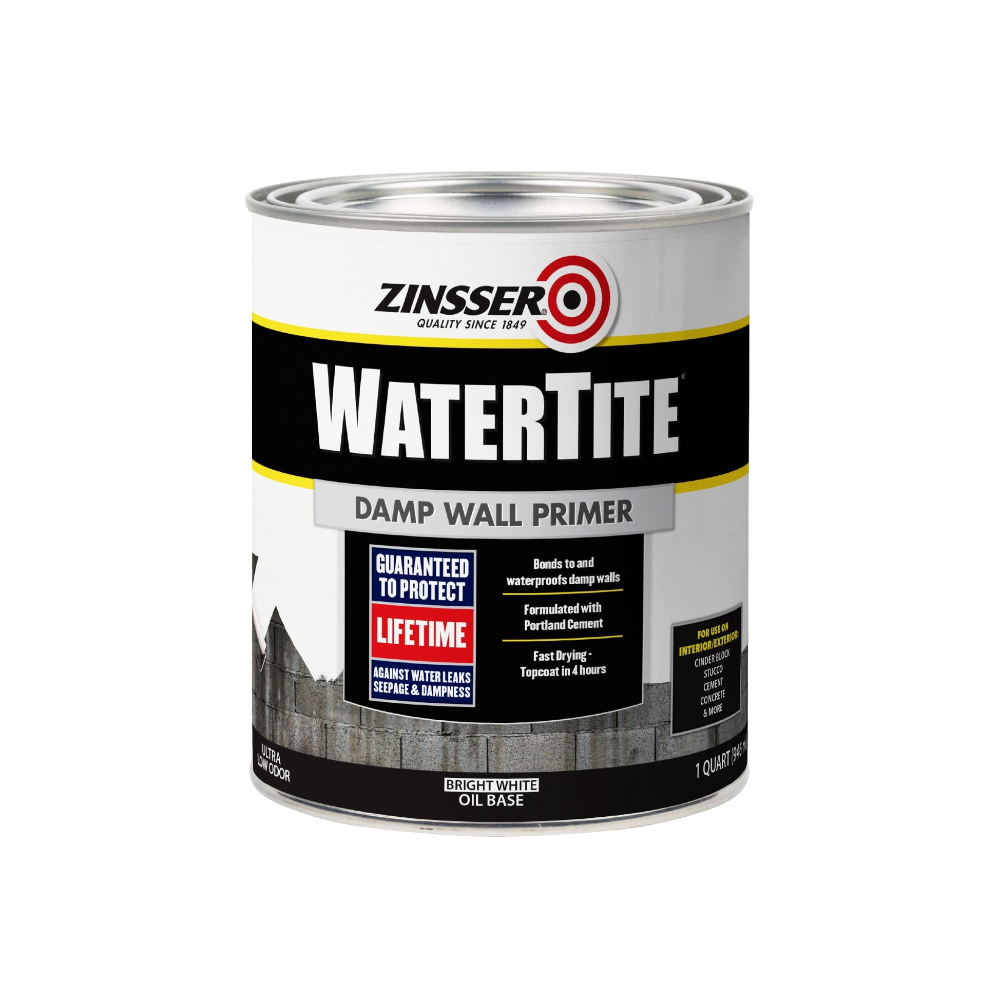 Bright White, Zinsser WaterTite Damp Wall Oil Base Primer-396242, 1 qt
