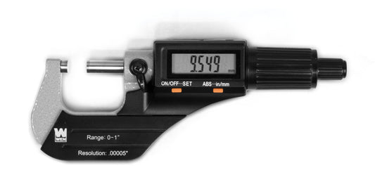WEN Standard & Metric 0-1 Inch Range Digital Micrometer, Hard Case, Black