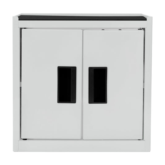 Hyper Tough Mini Tool Cabinet, 11.6-inch White Steel Storage with Double Doors & Top Mat