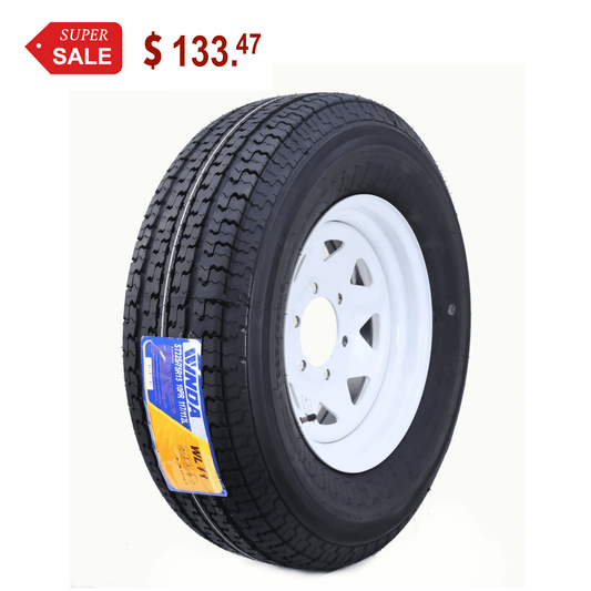 WINDA Trailer Tire Wheel Assembly ST225/75R15 10-Ply E 117L 6 Lug on 5.5" PCD White Spoke Rim