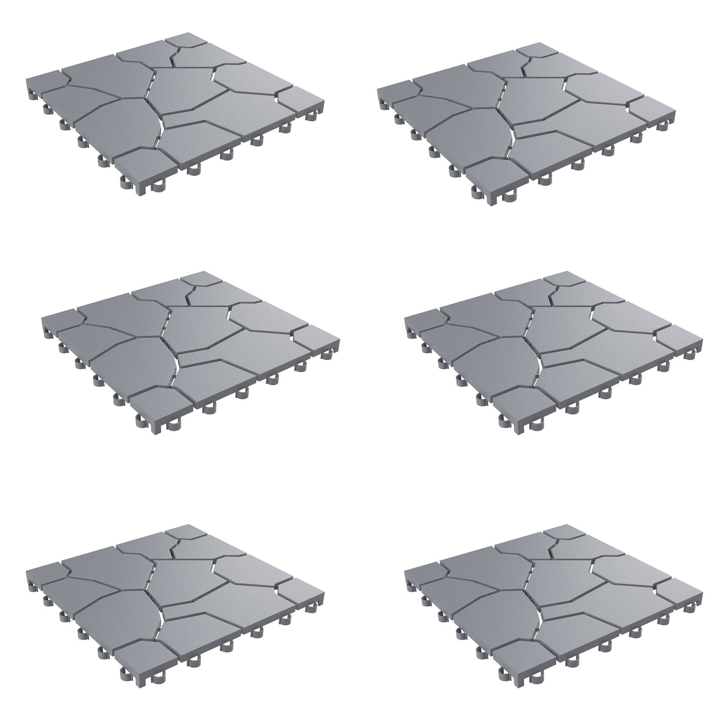 Pure Garden Paquete de 6 Azulejos para Terrazas Entrelazados Resistentes a la Intemperie (Gris)