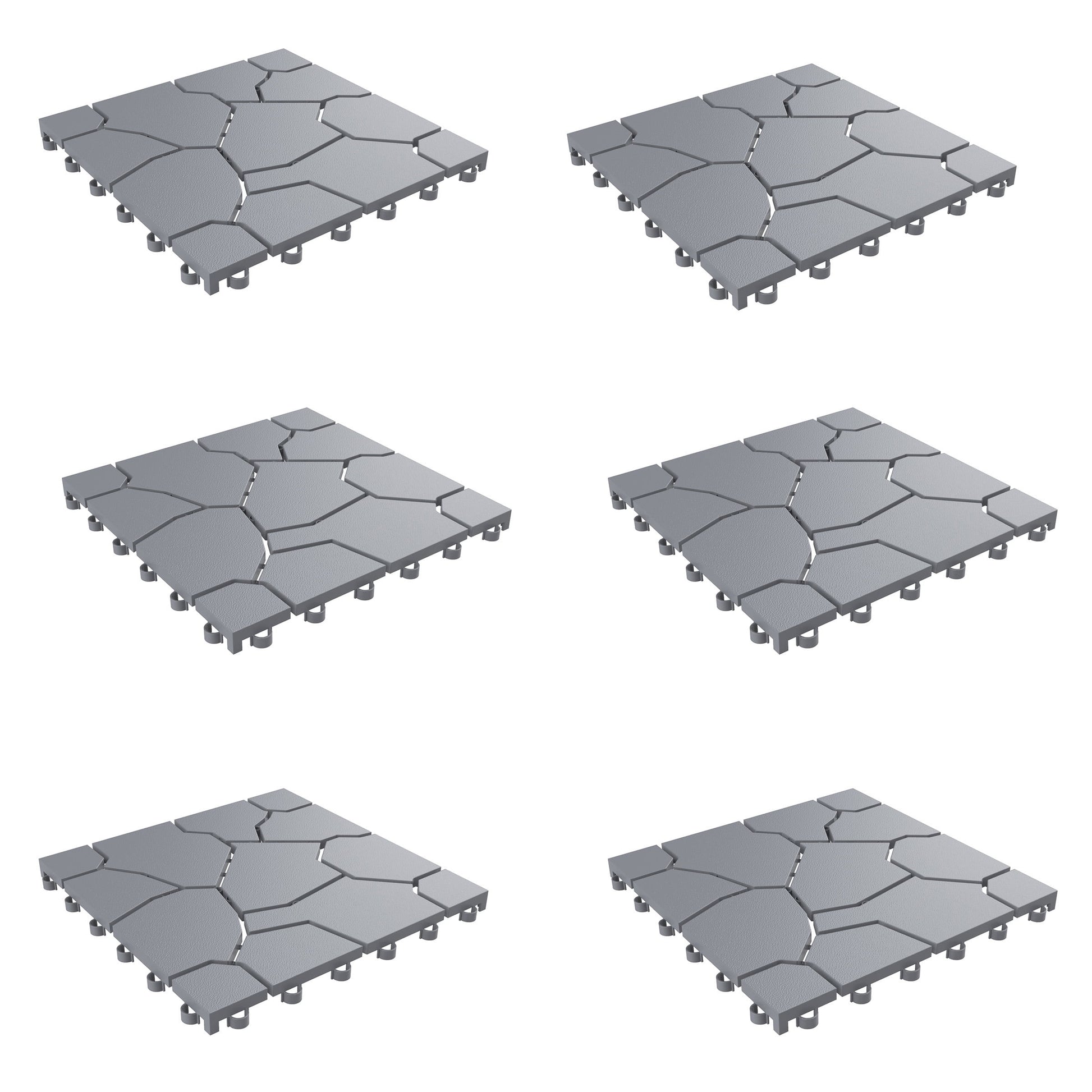 Pure Garden Paquete de 6 Azulejos para Terrazas Entrelazados Resistentes a la Intemperie (Gris)