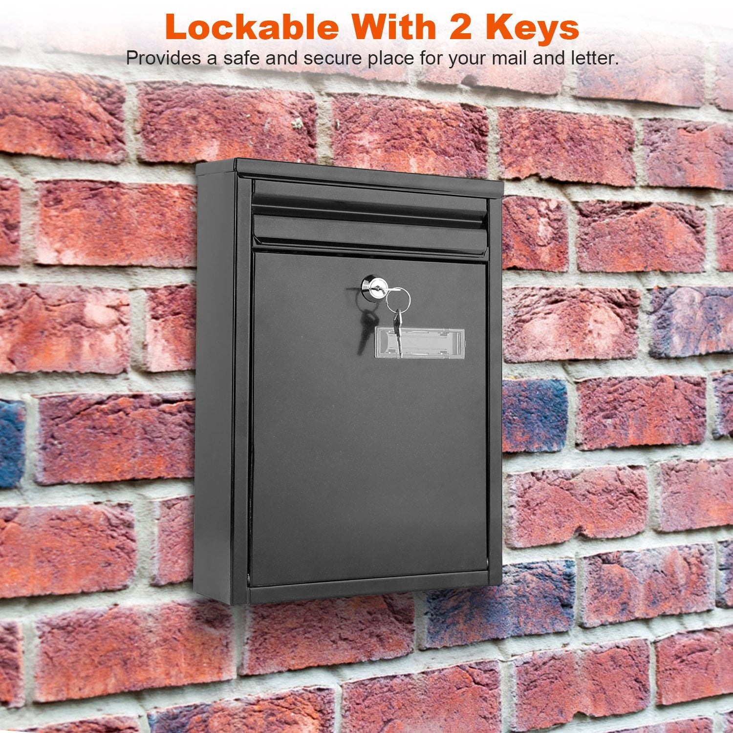Wall Mount Mailbox Lockable Galvanized Iron Letter Post Box Locking Security Drop Box with 2 Keys for Outside Home Office