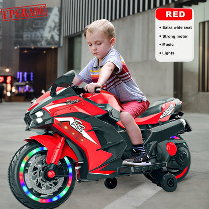 Werseon 12V Motorcycle for Kids, Electric Motorcycle with LED Lights Ride on Motorcycle, Red