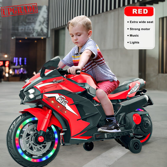 Werseon 12V Motorcycle for Kids, Electric Motorcycle with LED Lights Ride on Motorcycle, Red