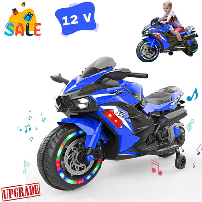 Werseon 12V Motorcycle for Kids, Electric Motorcycle with LED Lights Ride on Motorcycle, Red