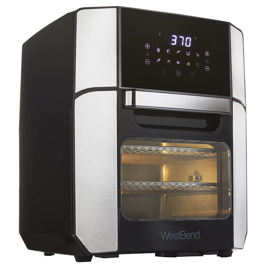 West Bend AFWB12BK13 XL Air Fryer Oven 10 Quick Menu Presets - Bake, Roast, Rotisserie, Dehydrate, Re-Heat Dishwasher Safe Accessories Included, 12.6-Quart, Black