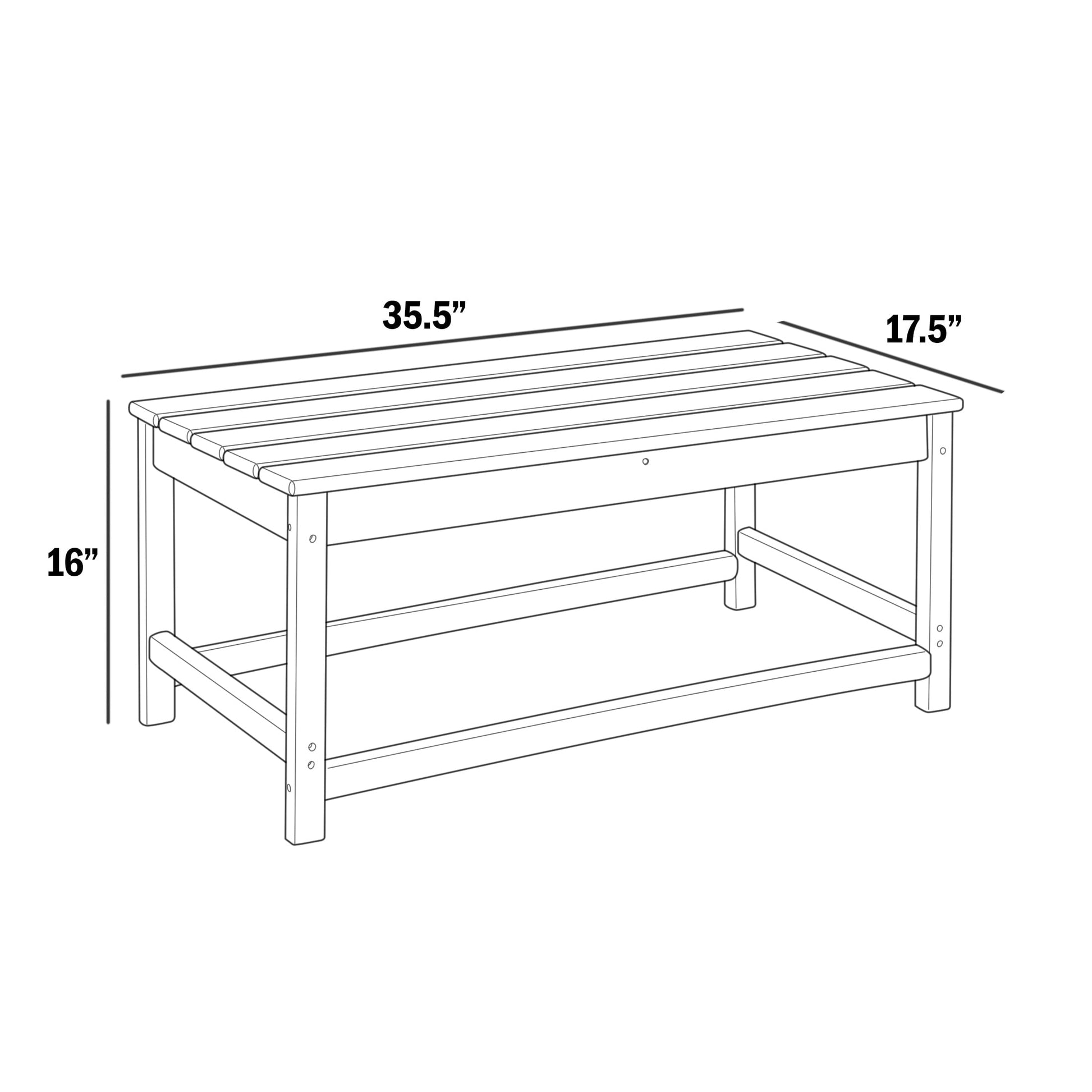 Westin Outdoor 35" Inch Adirondack Coffee Table for Patio Backyard UV Weather Resistant HDPE Plastic, Dark Brown