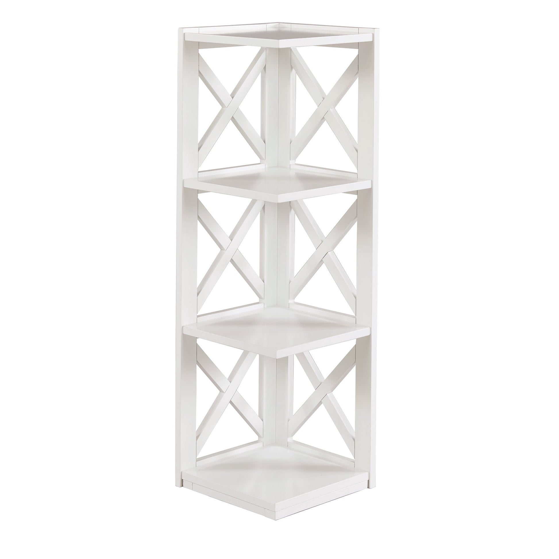 Weston Home Rebecca Wood 3-Shelf Corner Bookcase, White