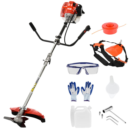 Wharick 52cc Weed Eater/Grass Trimmer, 2-Stroke Gas Backpack Shrub Grass Trimmer, With Oil Can, for Garden, Lawn Trimming Tool