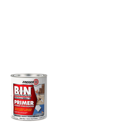 4 Pack, White, Zinsser BIN Advanced Synthetic Shellac White Primer- Quart