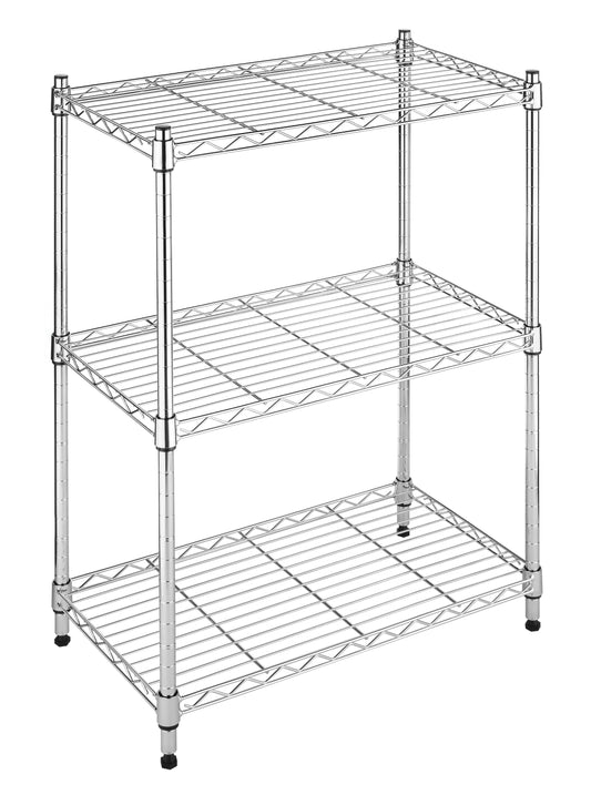 Whitmor Supreme Adjustable 23.15" W x 13.11"D x 29.9"H 3-Shelf Freestanding, Chrome, Adult Use