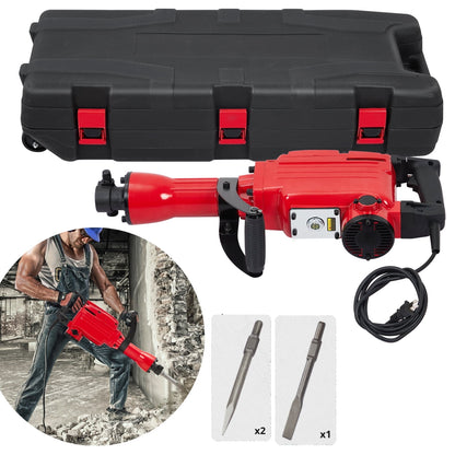 Garvee 2200W Demolition Jack Hammer,Heavy Duty Electric Hammer w/ 2 Chisels Bit,Tool Box for Accuracy & Efficiency