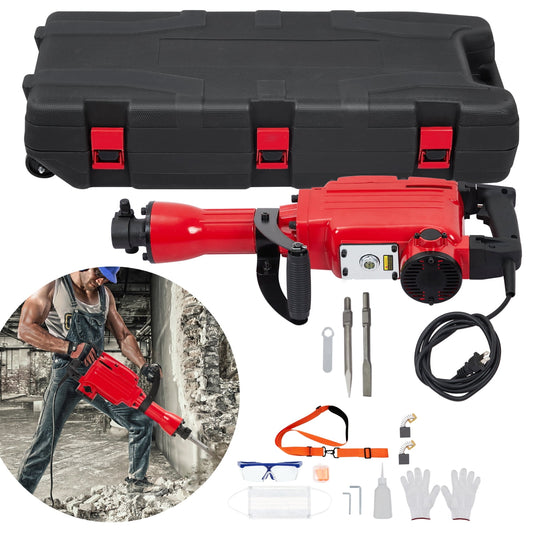 Garvee 2200W Demolition Jack Hammer,Heavy Duty Electric Hammer w/ 2 Chisels Bit,Tool Box for Accuracy & Efficiency