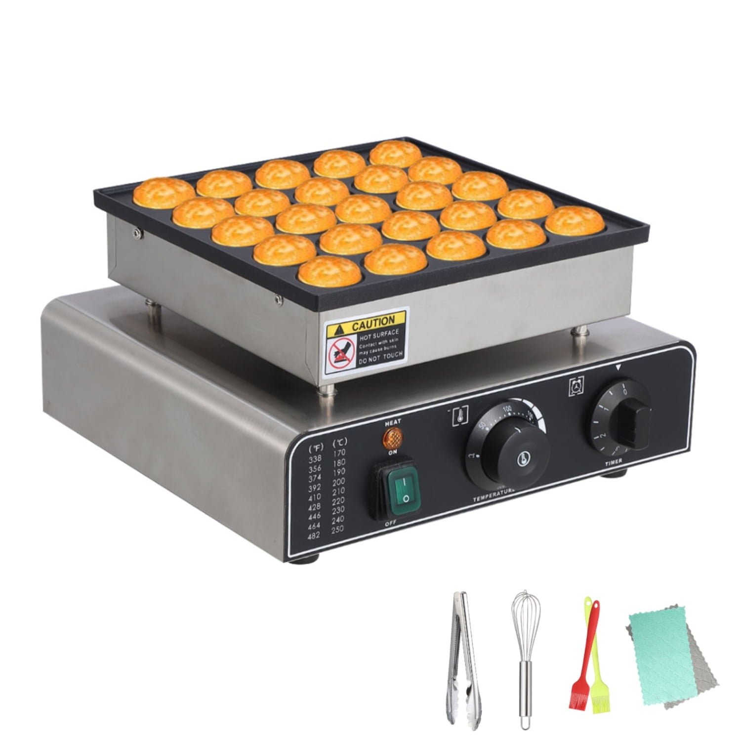 Garvee Electric Pancake Maker, 25Pcs Mini Dutch Pancake Baker with Round Pan for Commercial & Residential, 850W, Silver