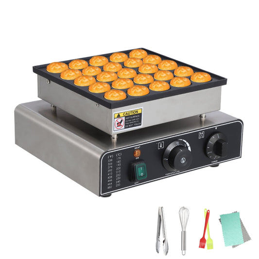 Garvee Electric Pancake Maker, 25Pcs Mini Dutch Pancake Baker with Round Pan for Commercial & Residential, 850W, Silver