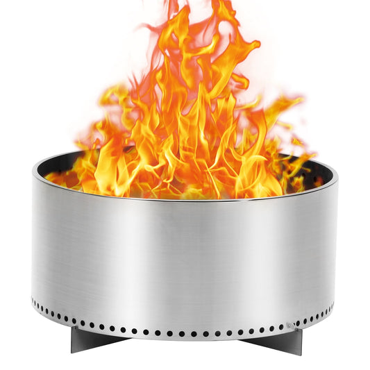 Garvee 27" x 27" Stainless Steel Fire Pit with Removable Stand and Ash Pan Smokeless Durable