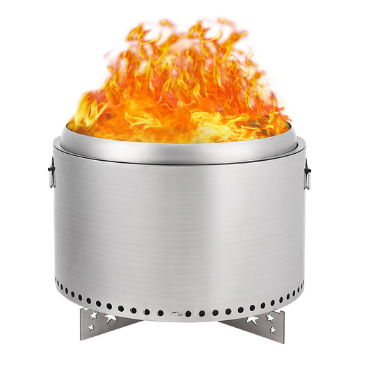 Garvee Fire Pits for Garden, 26.8 Inch Smokeless Fire Pit, 304 Stainless Steel Wood Burning Fireplaces with Removable Ash Pan & Stand, Portable Safe Burning Firepit ,Ideal for Outside Patio Camping