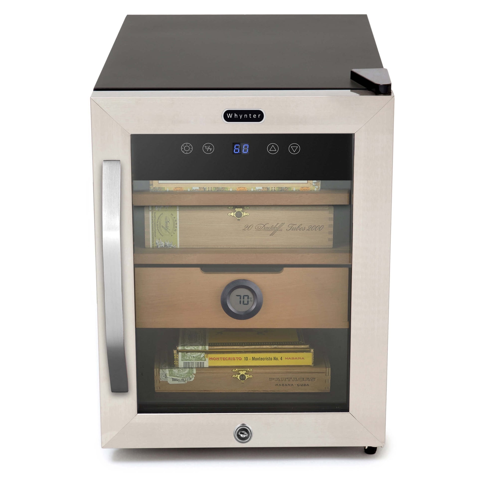 Whynter Stainless Steel Dual Zone Cigar Humidor 1.2 cu. ft., 250-Cigar Capacity, Independent Temperature Control  CHC-123DS