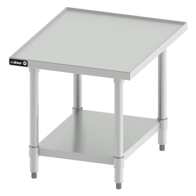 Winco EMT-2424 Stainless Steel Mixer Stand with Marine Edge - 24 x 24 x 24 in., Stainless Steel - Galvanize Legs & Undershelf, NSF